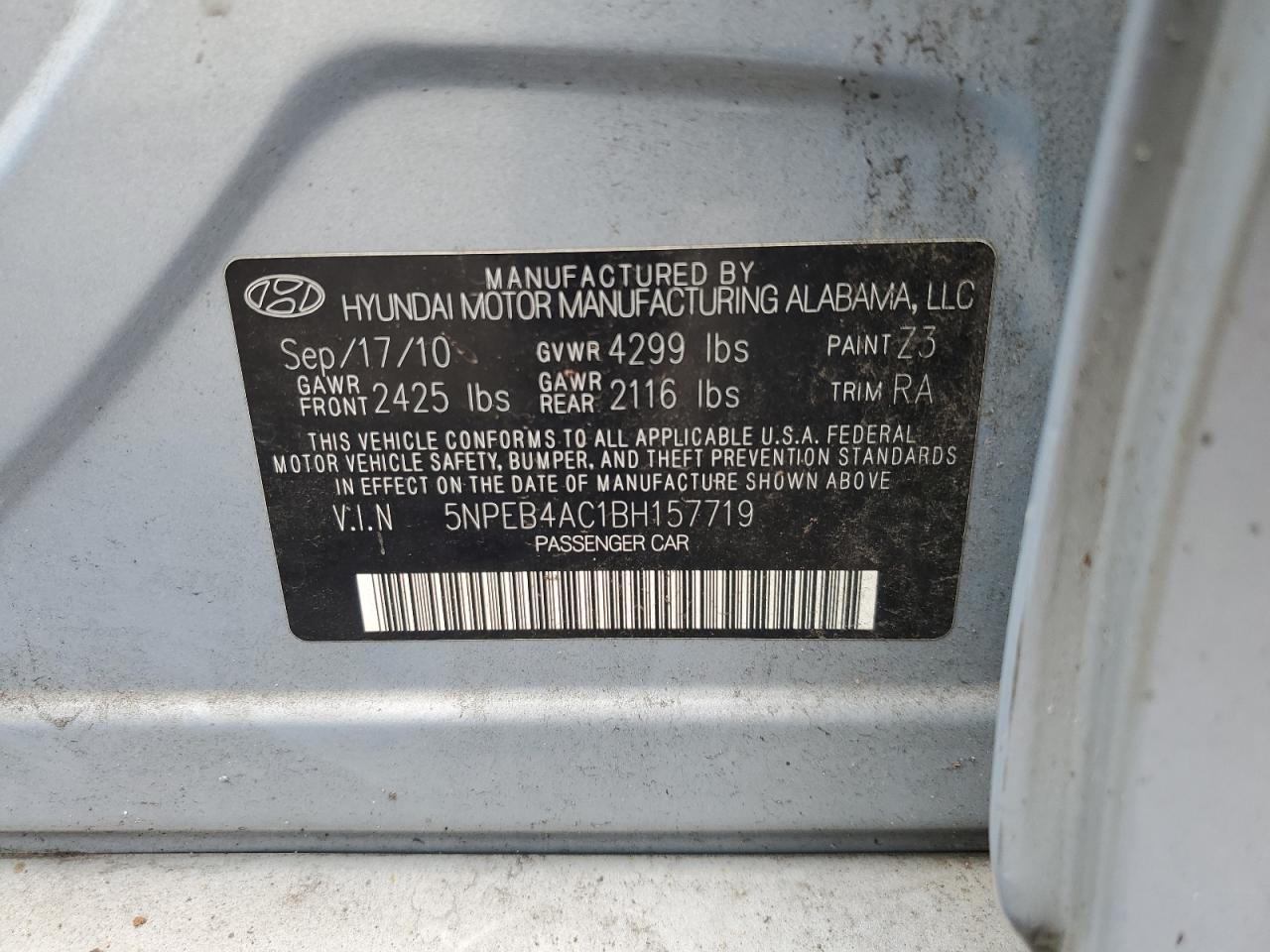 2011 HYUNDAI SONATA