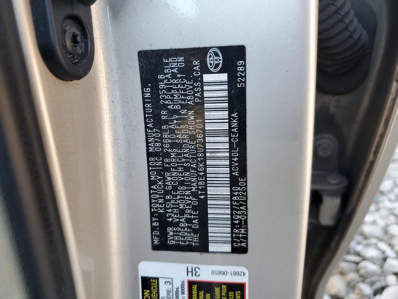 2008 TOYOTA CAMRY