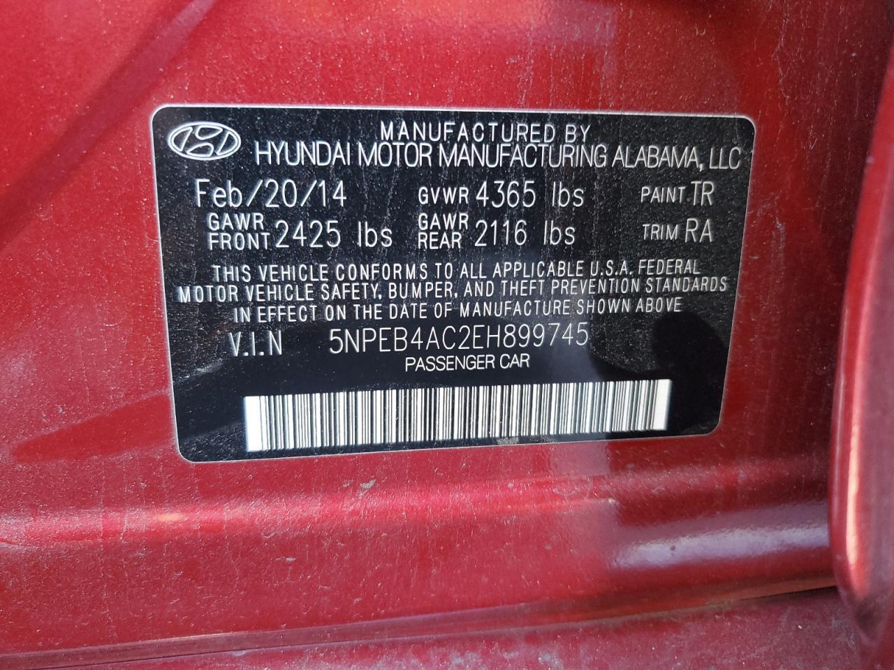 2014 HYUNDAI SONATA