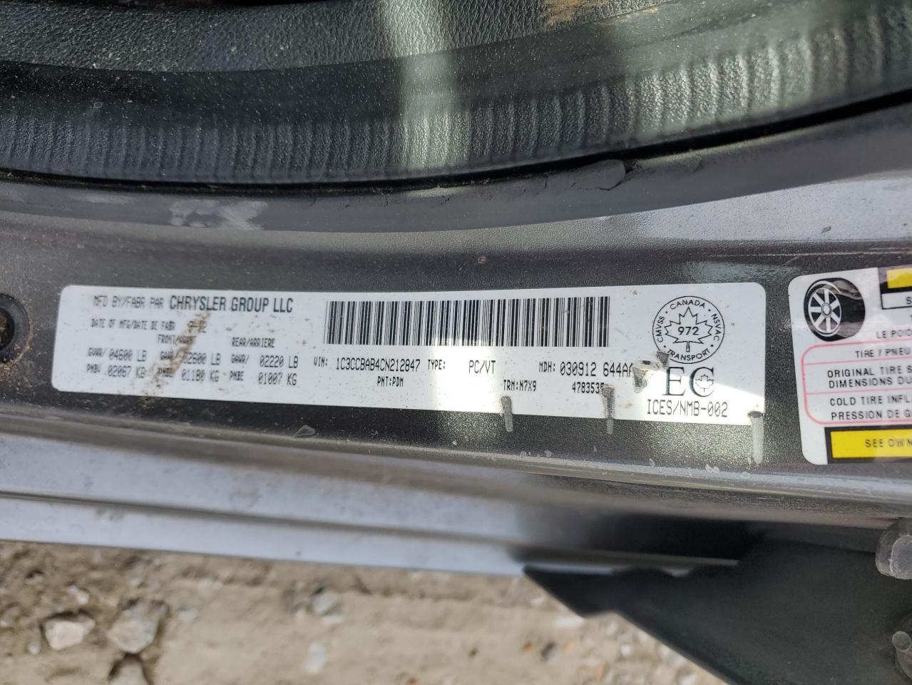 2012 CHRYSLER 200