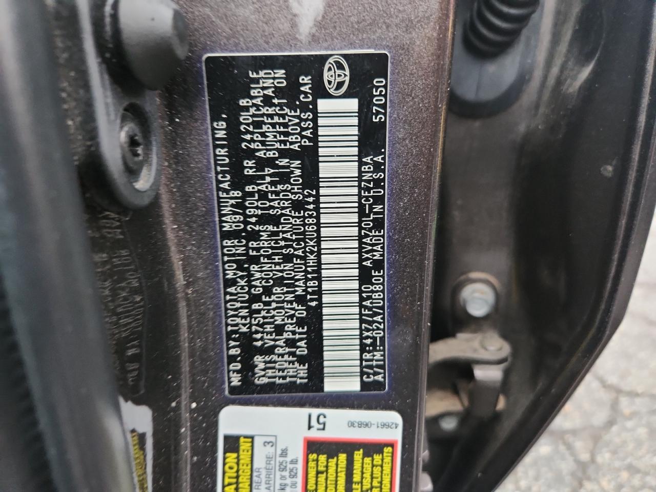 2019 TOYOTA CAMRY