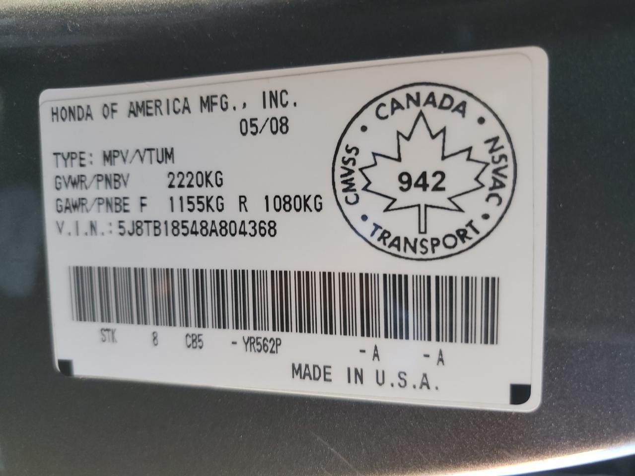 2008 ACURA RDX