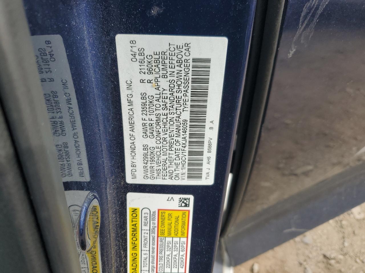 2018 HONDA ACCORD