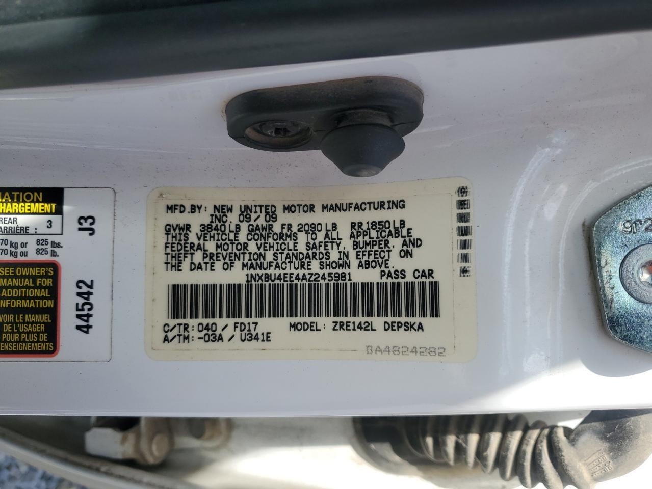 2010 TOYOTA COROLLA