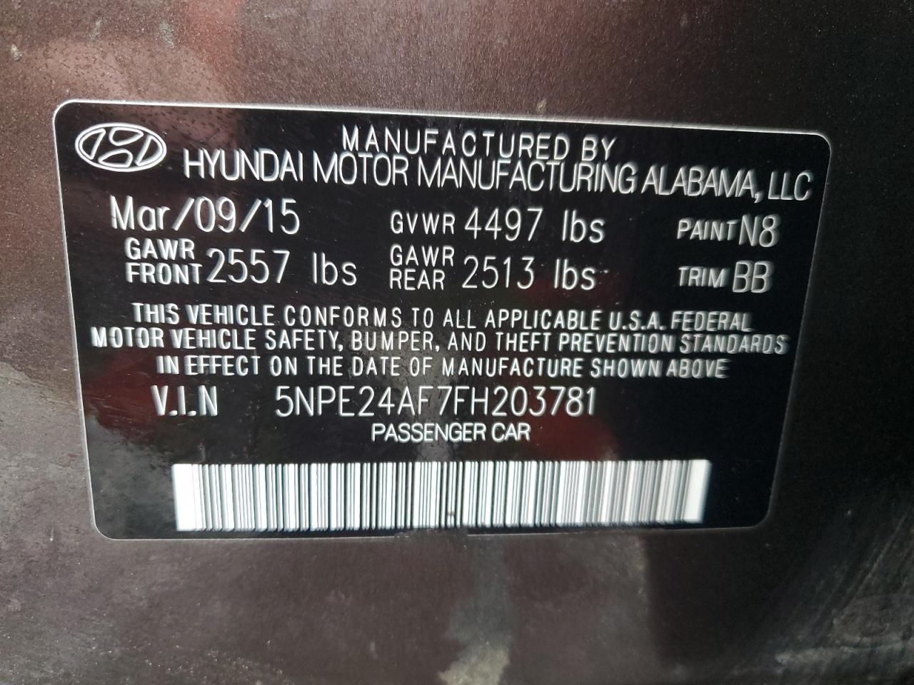 2015 HYUNDAI SONATA