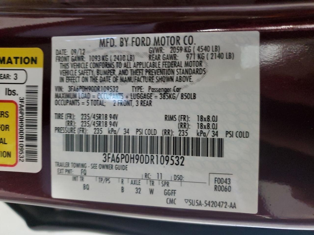 2013 FORD FUSION