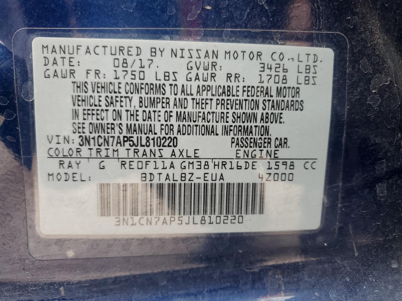 2018 NISSAN VERSA