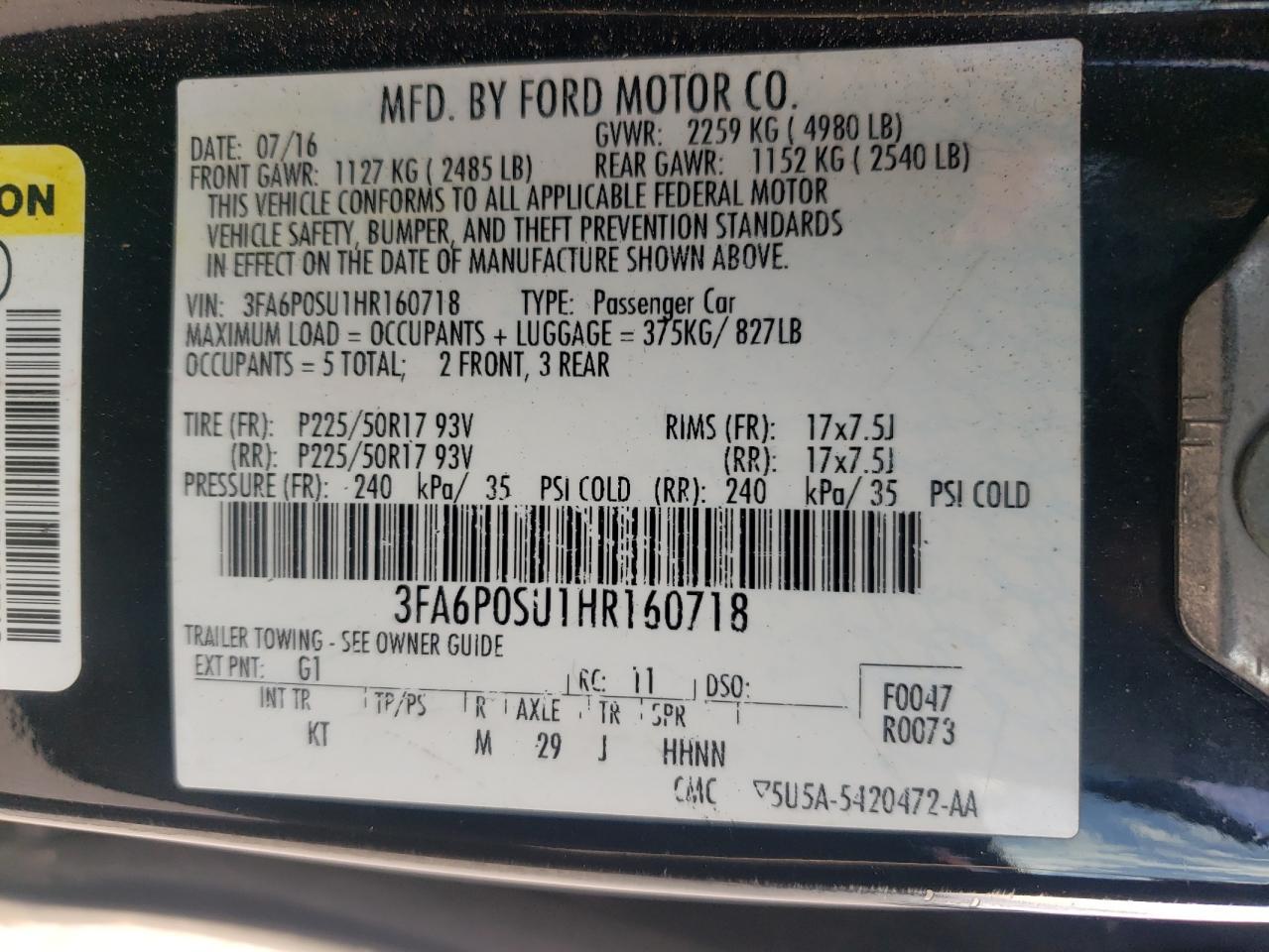 2017 FORD FUSION