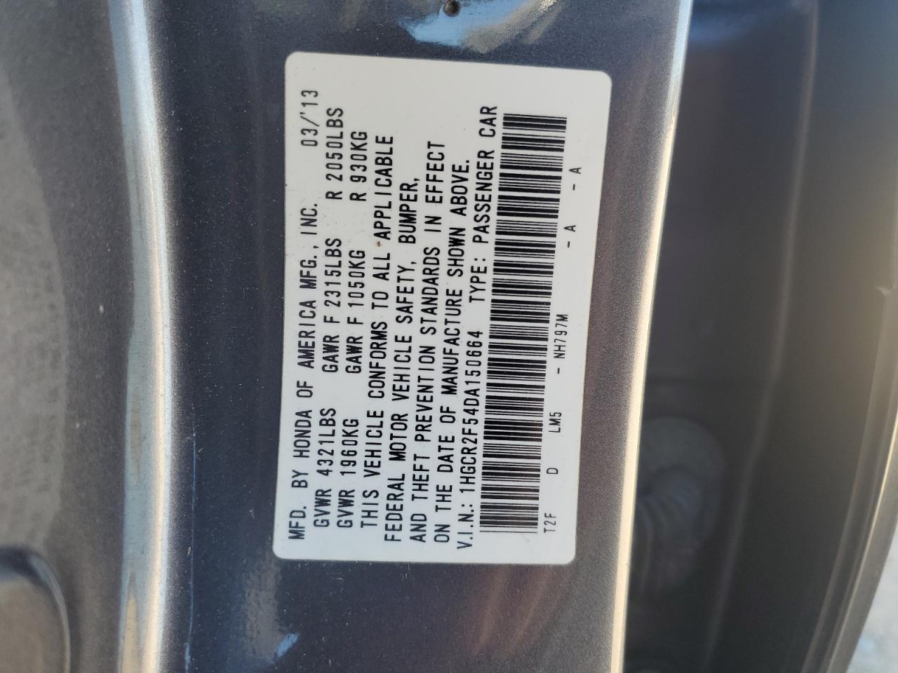 2013 HONDA ACCORD