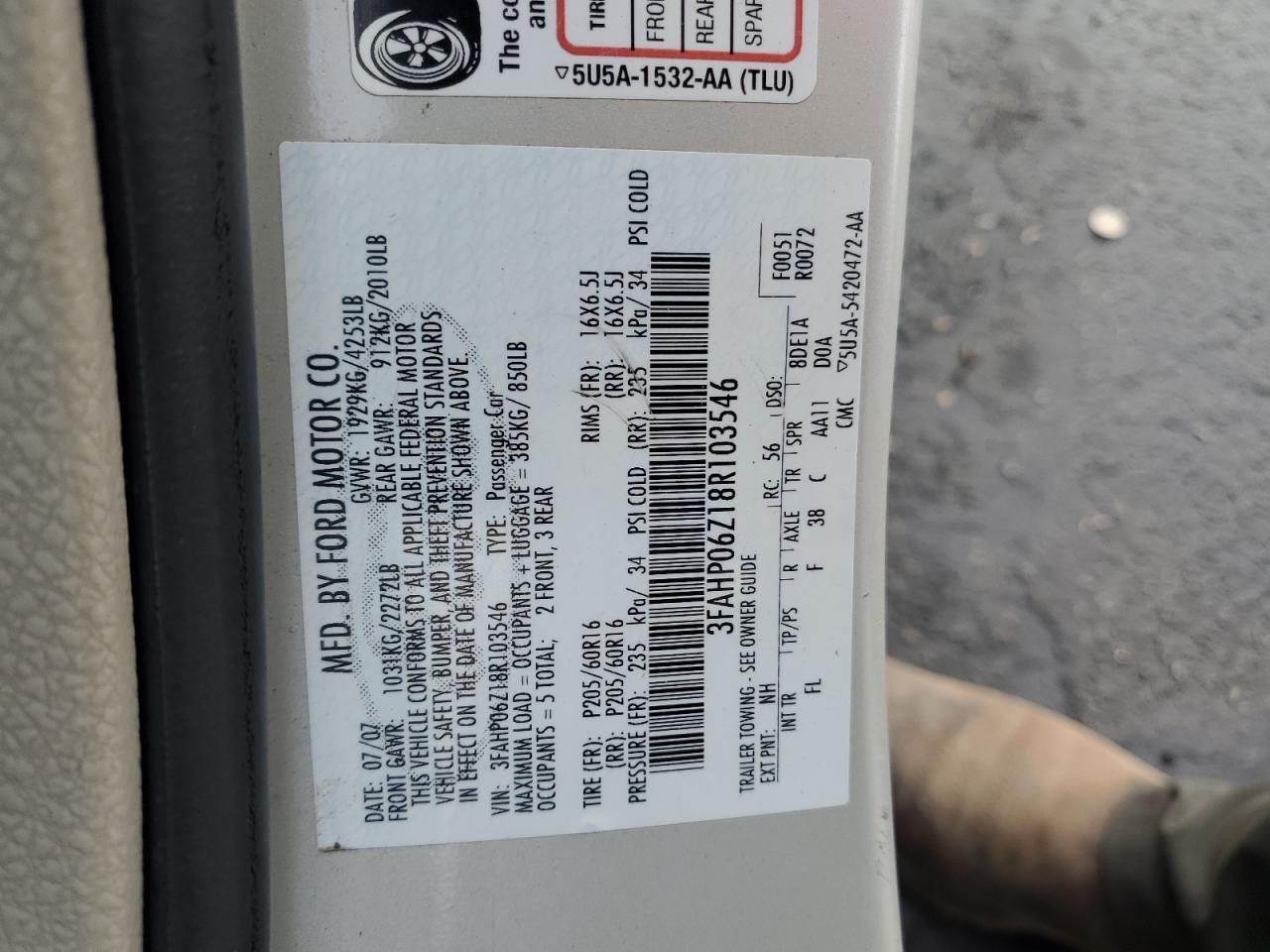 2008 FORD FUSION