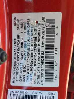 2016 HONDA CIVIC