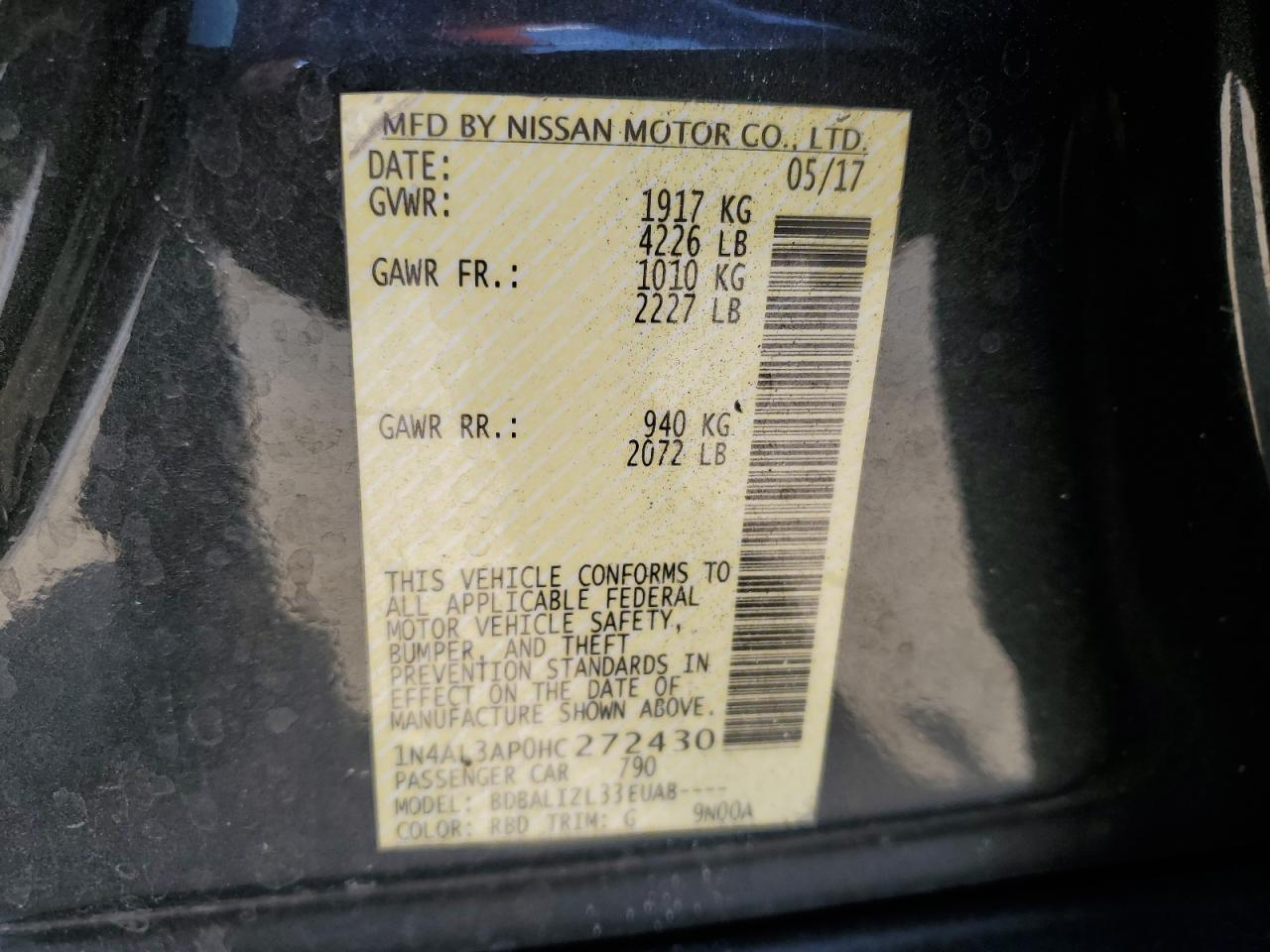 2017 NISSAN ALTIMA