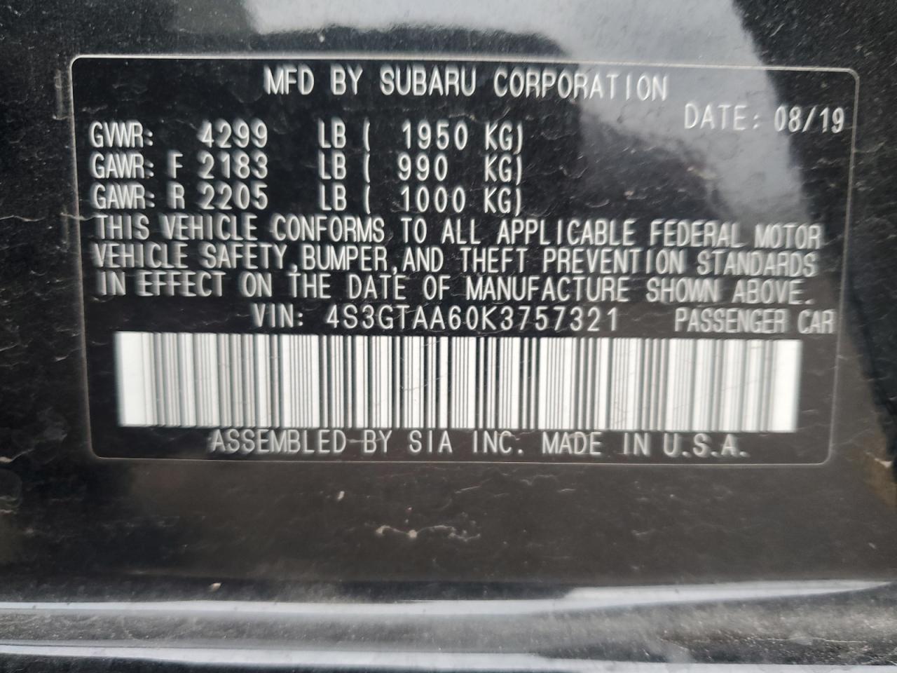 2019 SUBARU IMPREZA