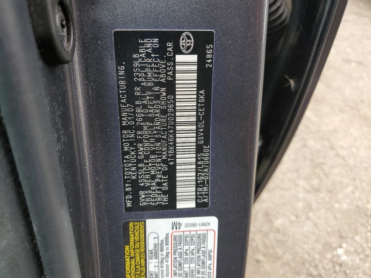 2007 TOYOTA CAMRY