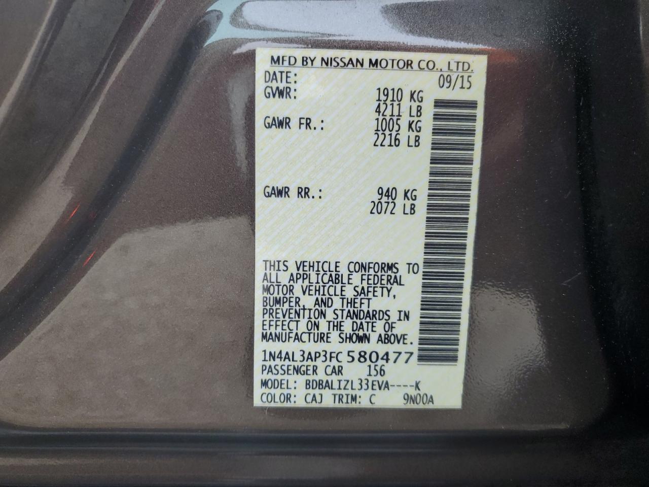 2015 NISSAN ALTIMA