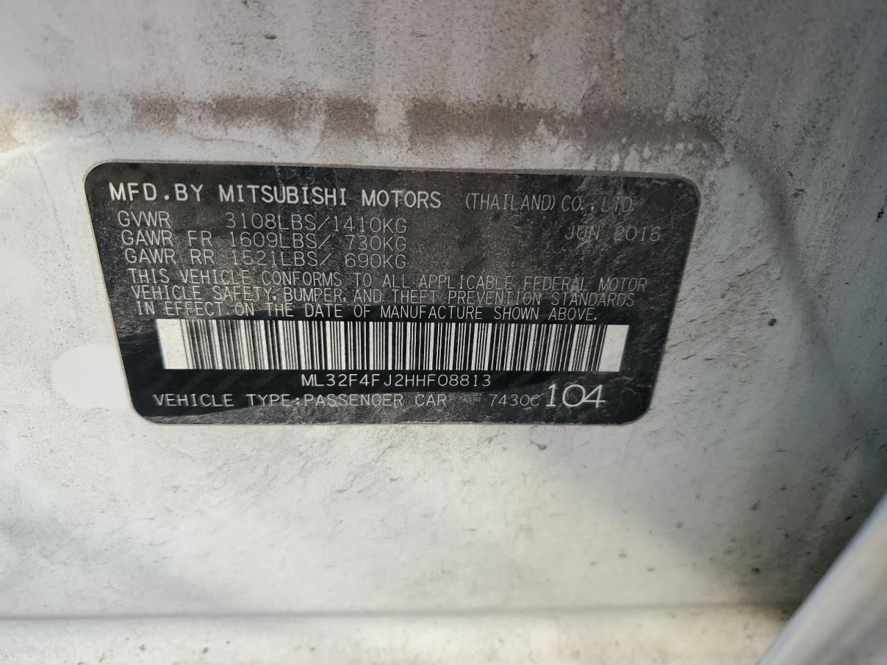 2017 MITSUBISHI MIRAGE