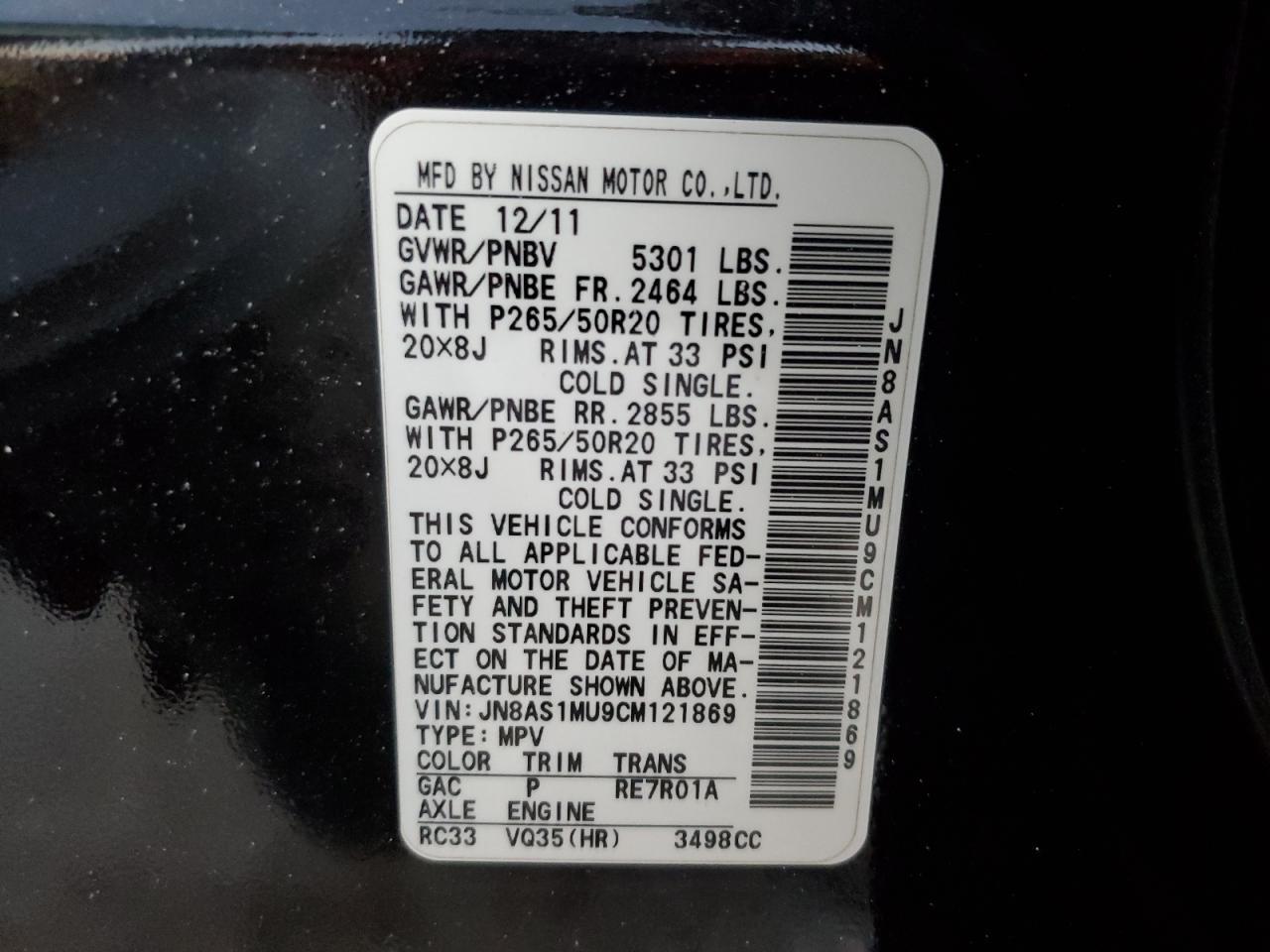 2012 INFINITI FX35