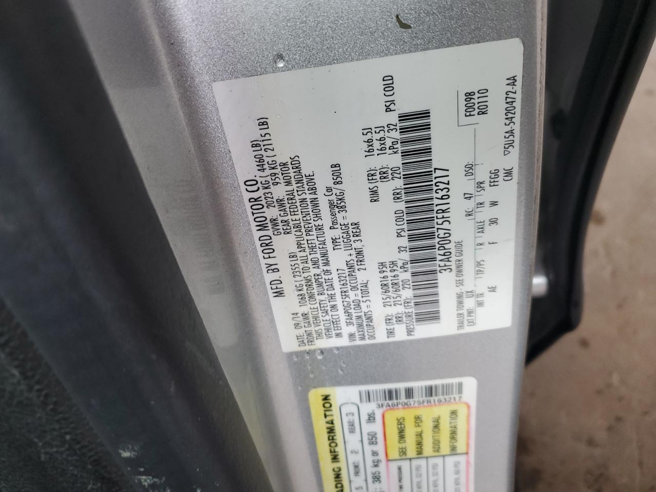 2015 FORD FUSION