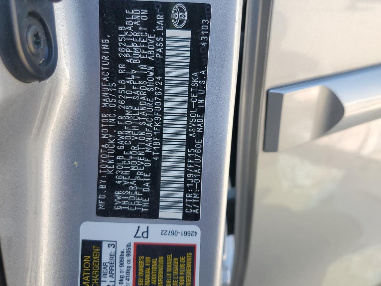 2015 TOYOTA CAMRY