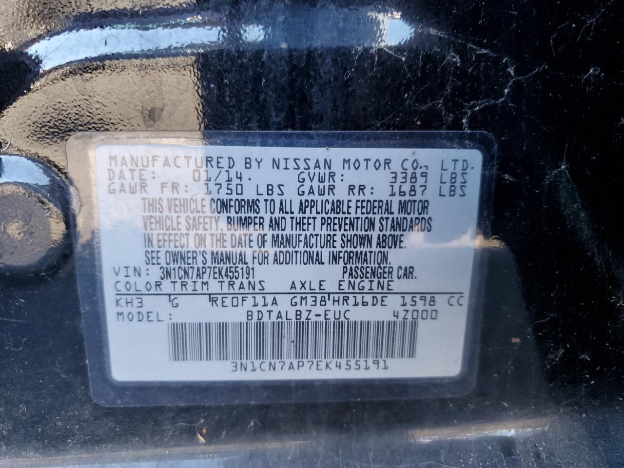 2014 NISSAN VERSA
