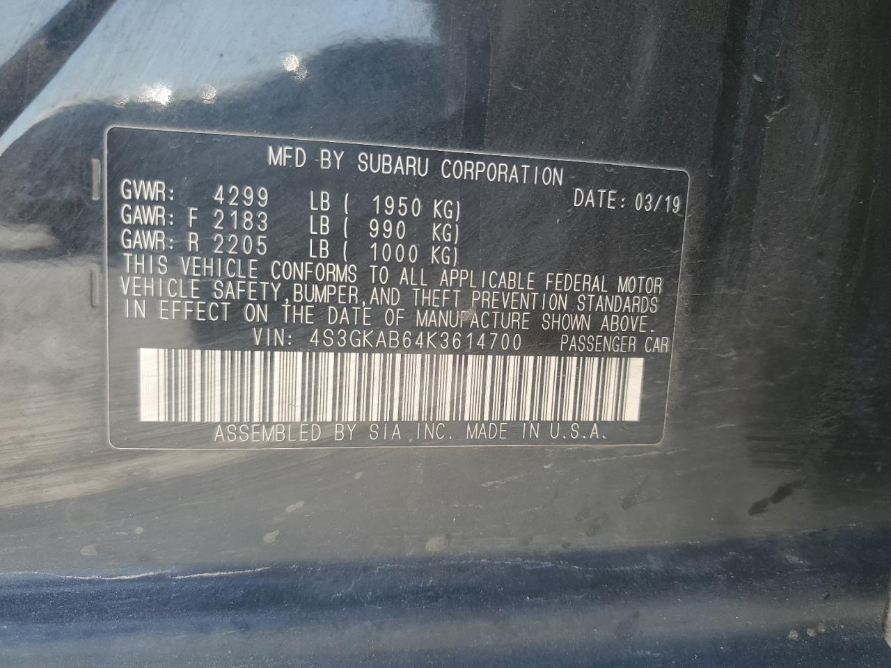 2019 SUBARU IMPREZA