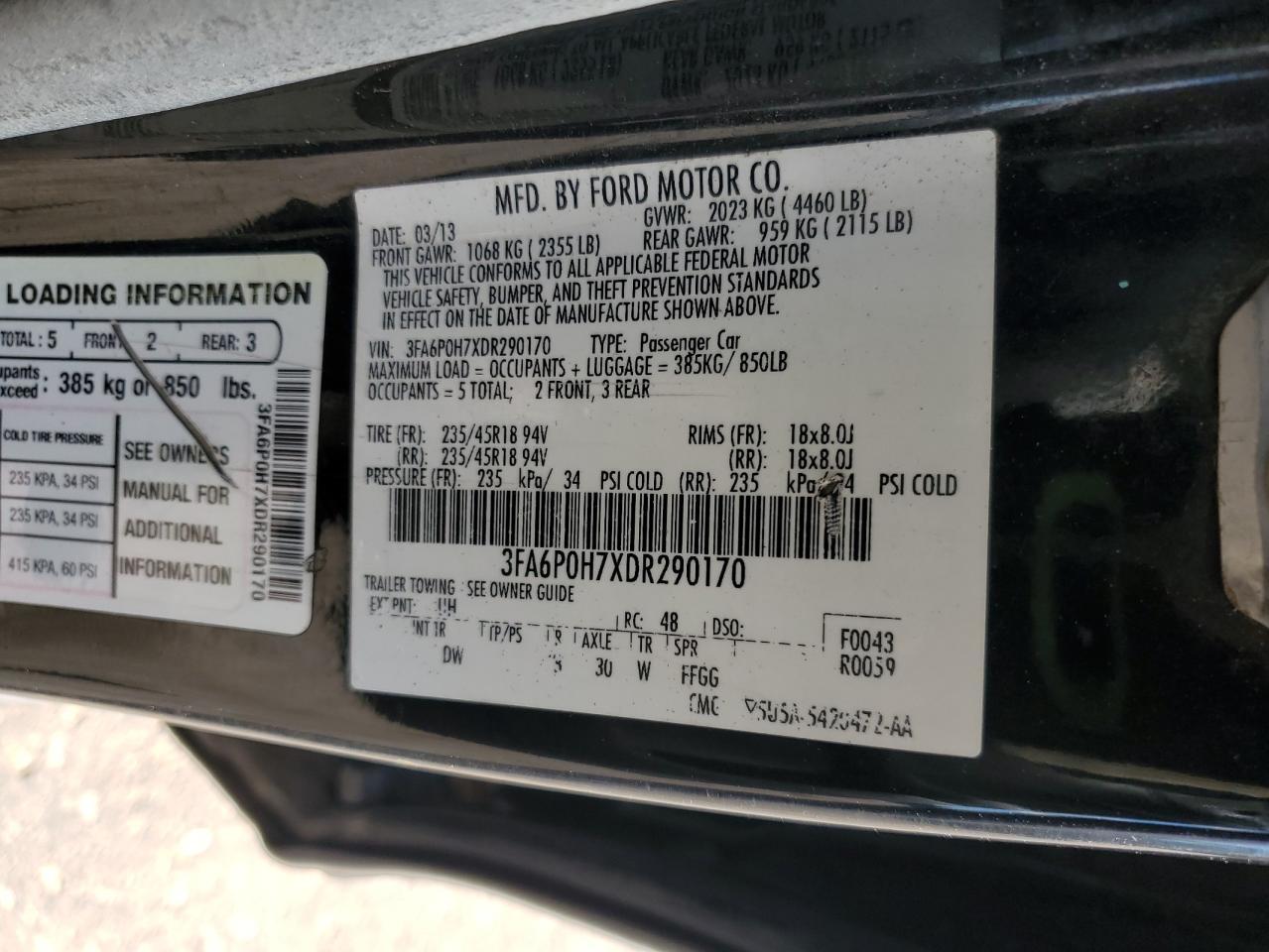 2013 FORD FUSION