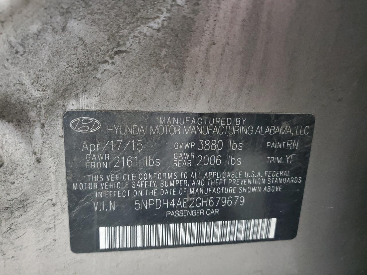 2016 HYUNDAI ELANTRA