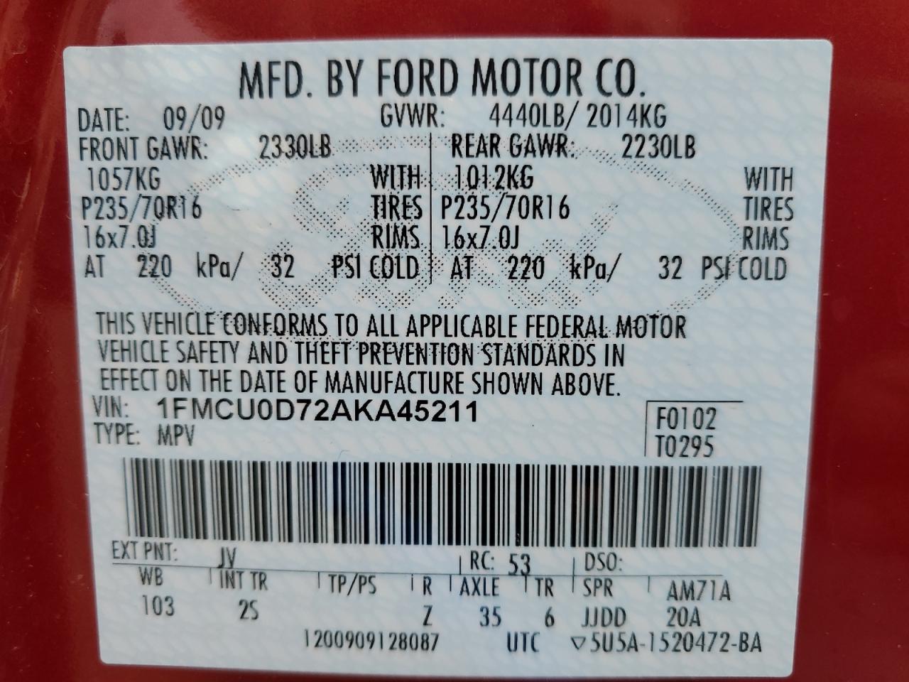 2010 FORD ESCAPE