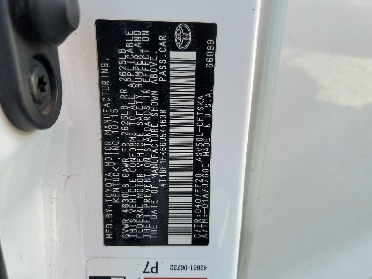 2016 TOYOTA CAMRY
