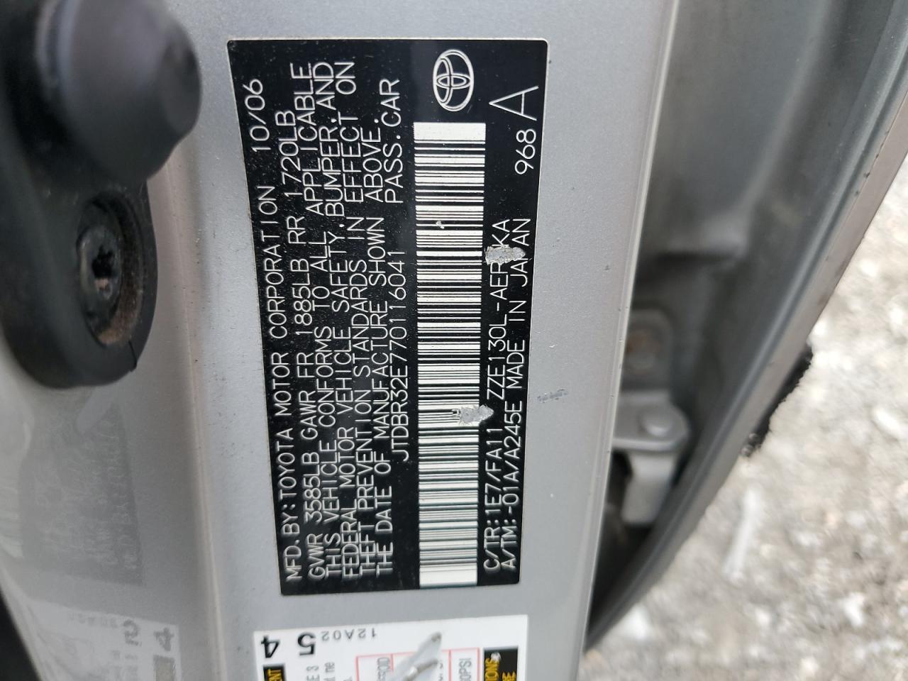 2007 TOYOTA COROLLA