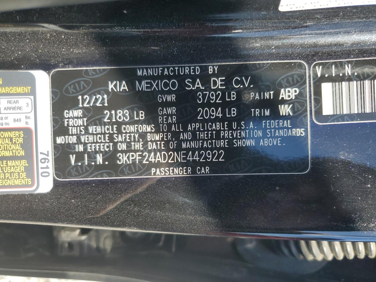 2022 KIA FORTE