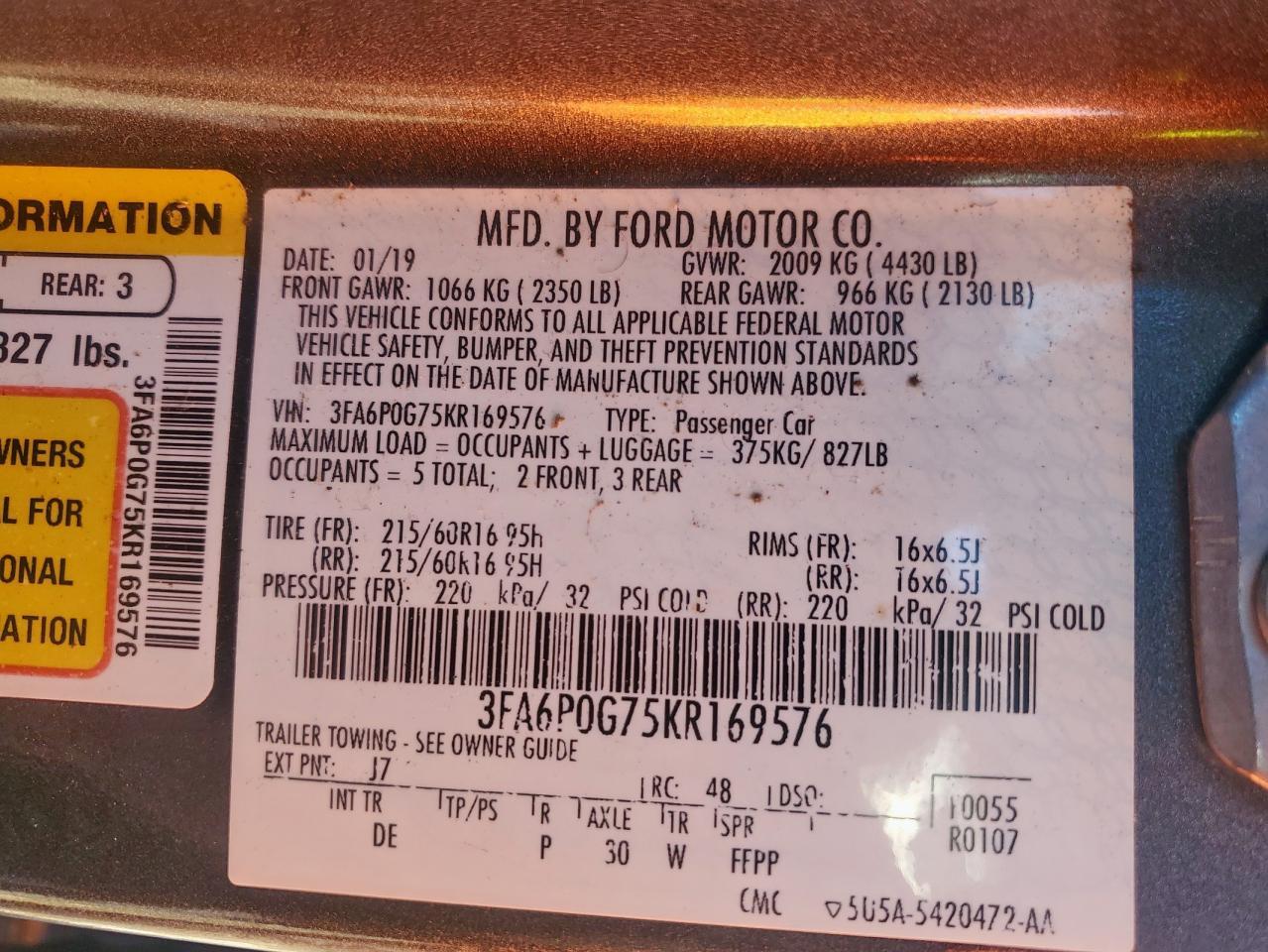 2019 FORD FUSION