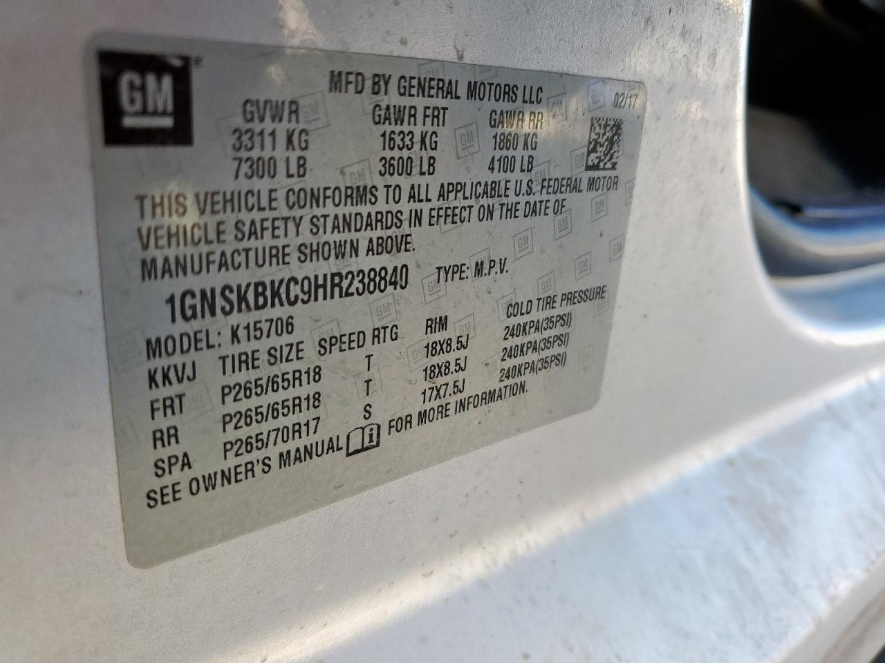 2017 CHEVROLET Tahoe