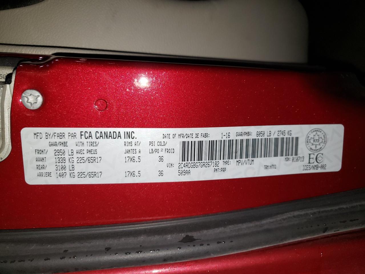 2016 DODGE GRAND CARAVAN