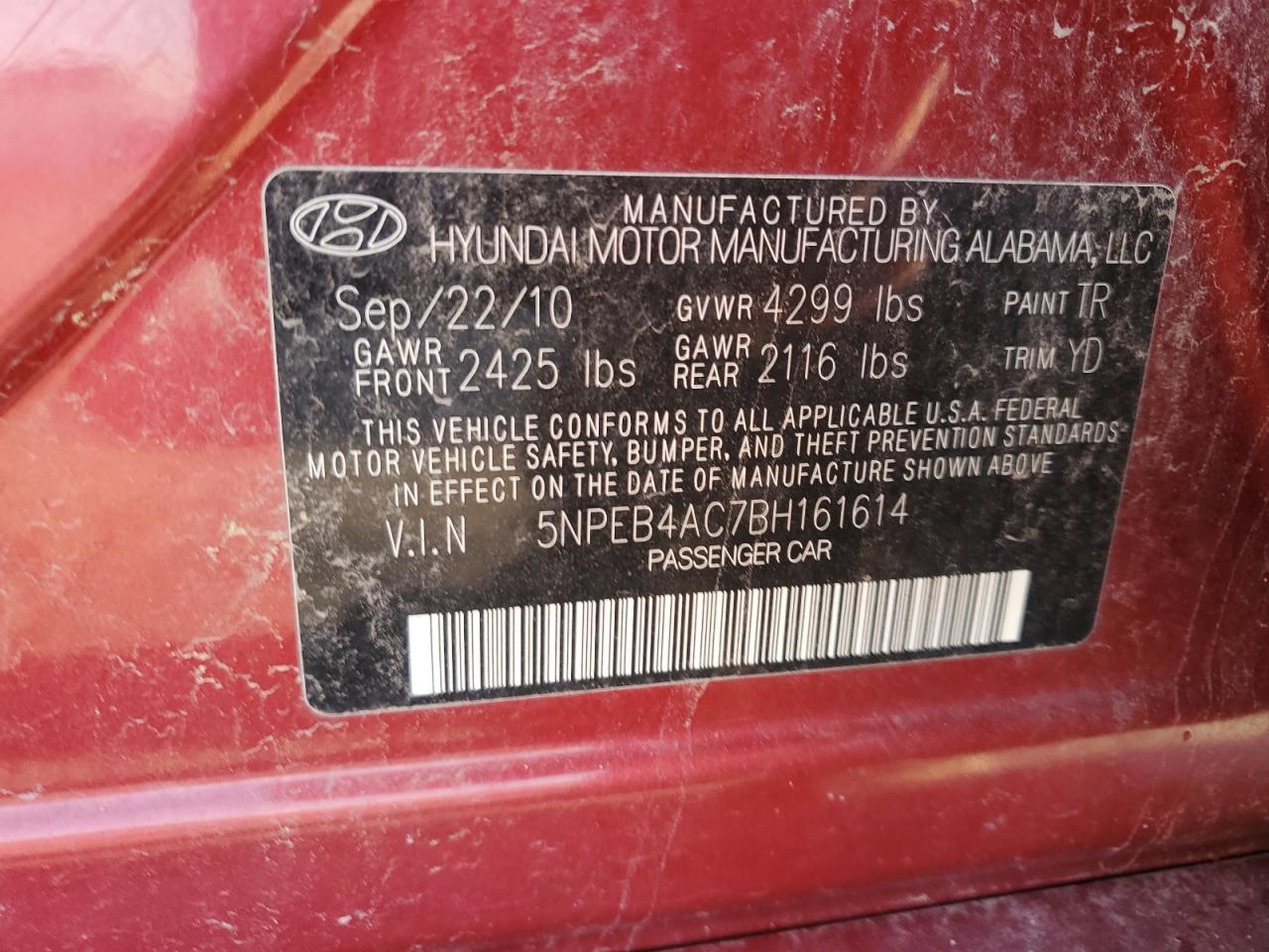 2011 HYUNDAI SONATA