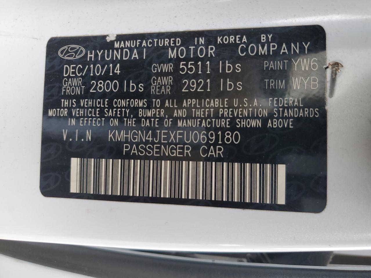 2015 HYUNDAI GENESIS