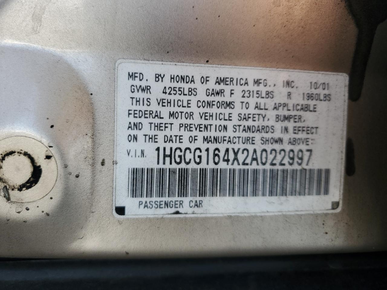 2002 HONDA ACCORD