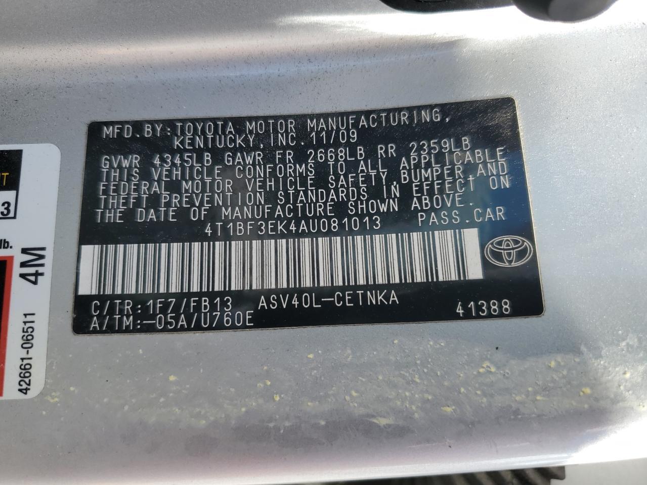 2010 TOYOTA CAMRY