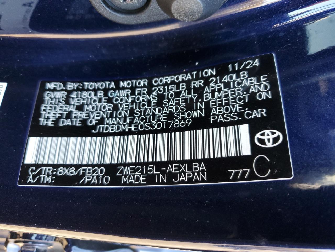 2025 TOYOTA COROLLA