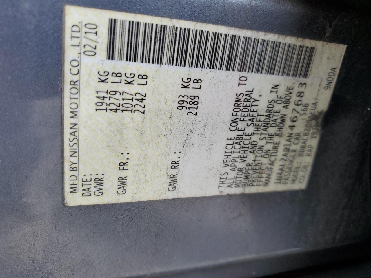 2010 NISSAN ALTIMA