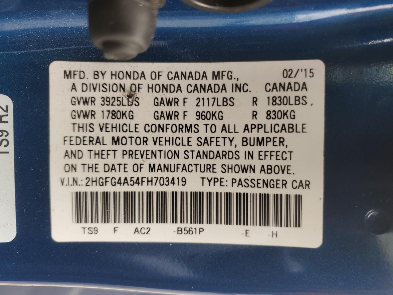 2015 HONDA CIVIC