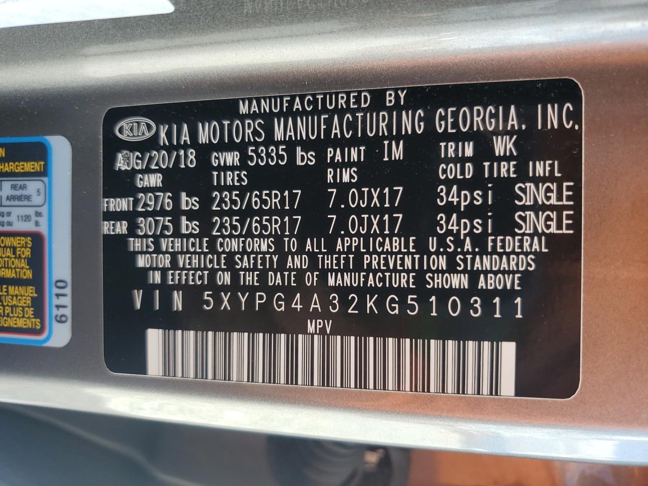 2019 KIA SORENTO