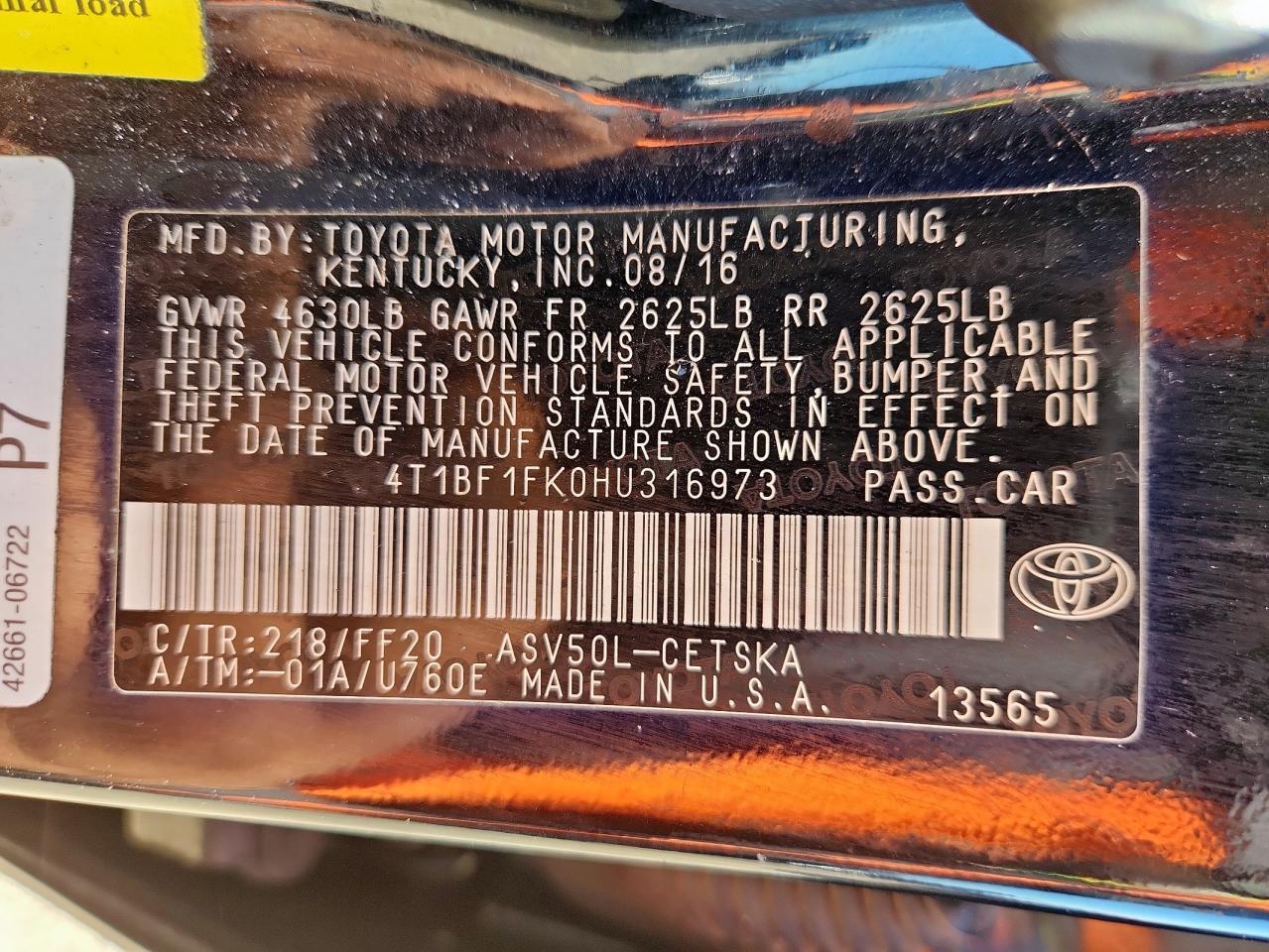 2017 TOYOTA CAMRY