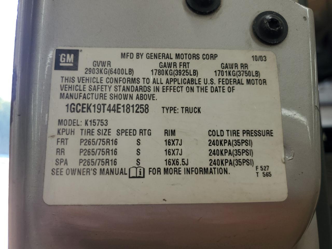 2004 CHEVROLET Silverado