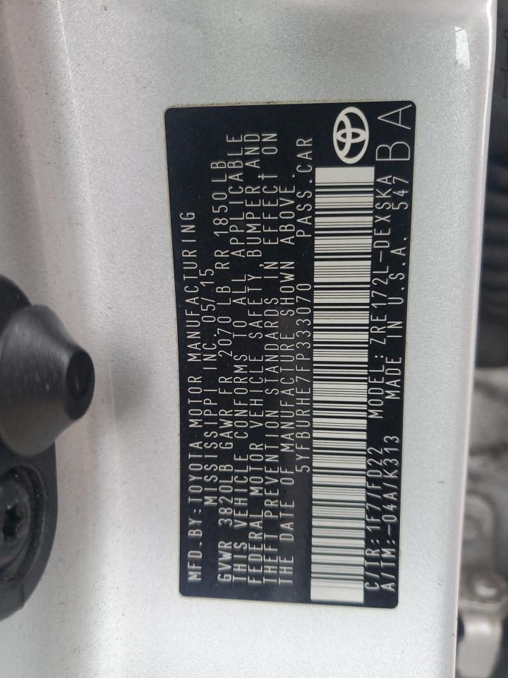 2015 TOYOTA COROLLA