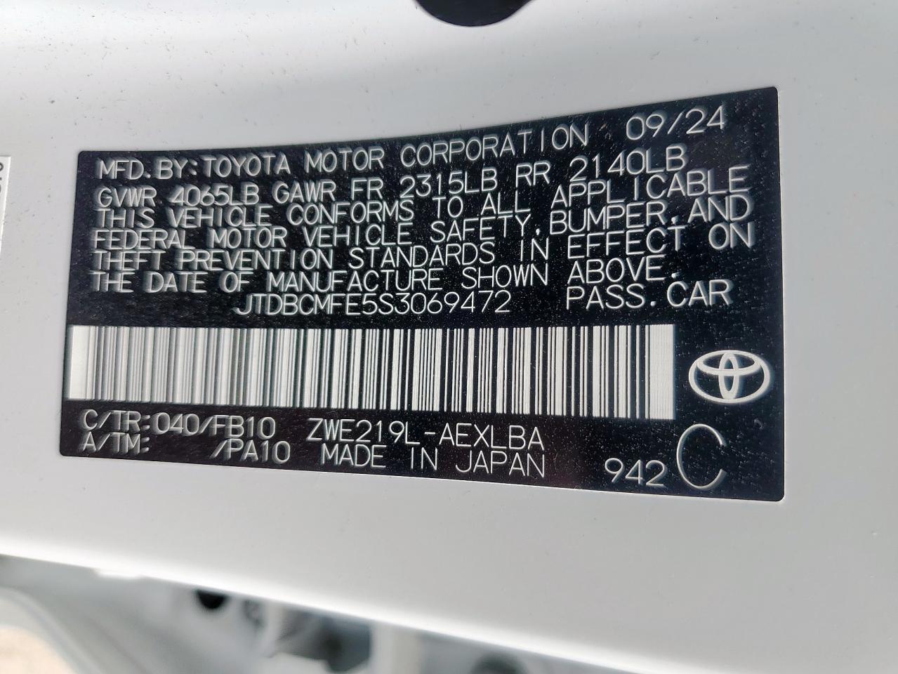 2025 TOYOTA COROLLA