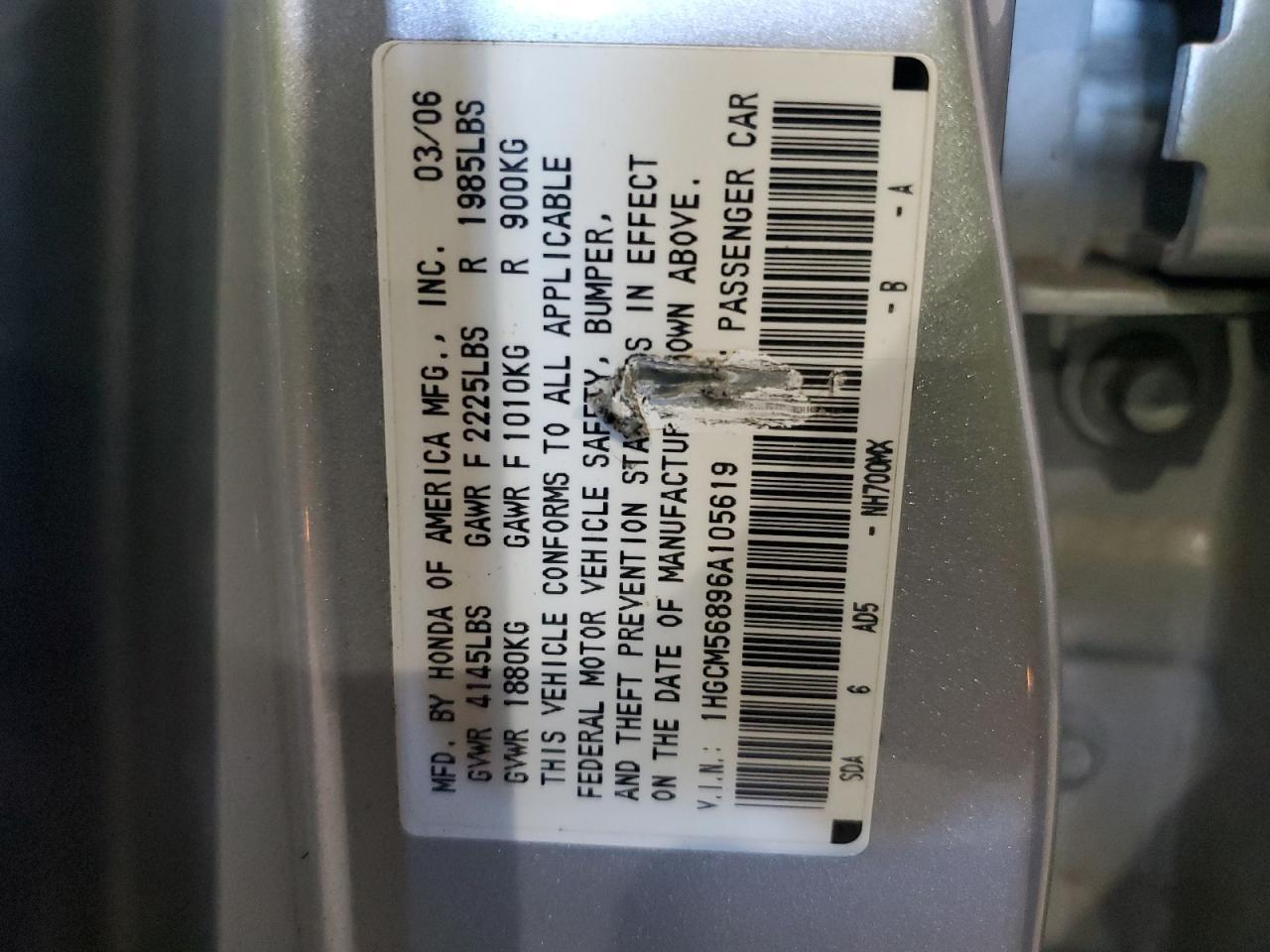 2006 HONDA ACCORD
