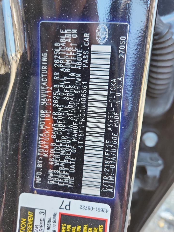 2012 TOYOTA CAMRY