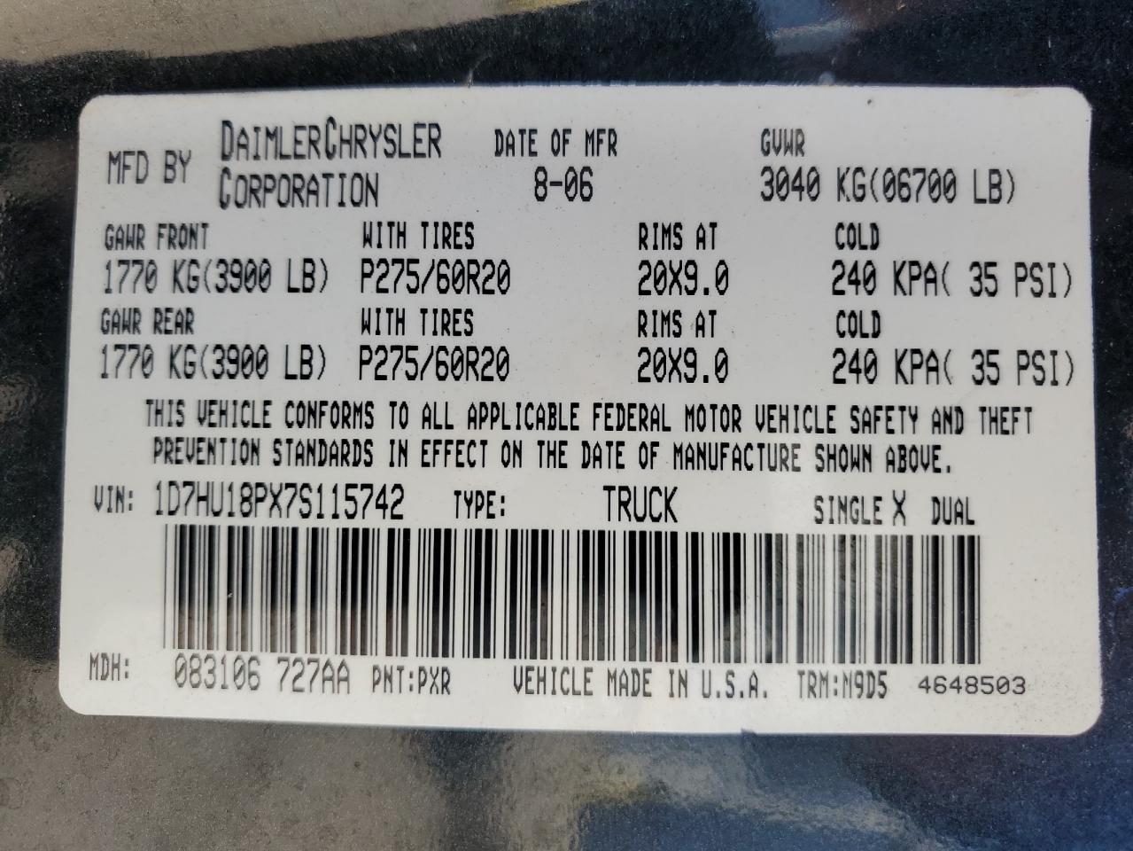 2007 DODGE RAM 1500