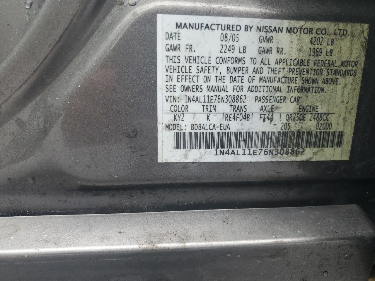2006 NISSAN ALTIMA